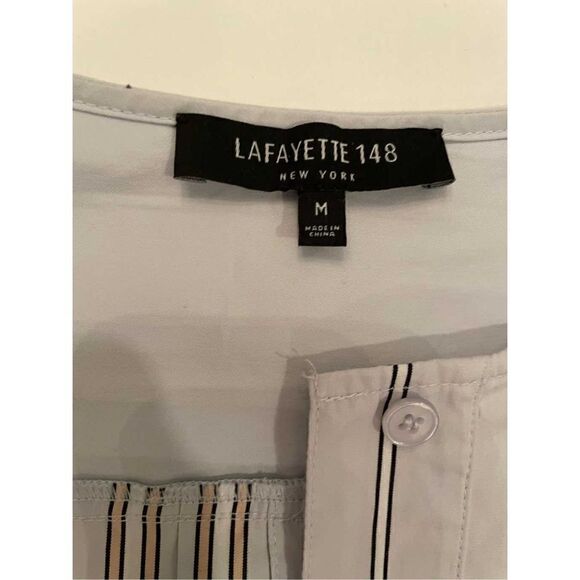 Lafayette 148 Blouse Tunic Stripe 100% Cotton Lagonlook - Picture 4 of 5